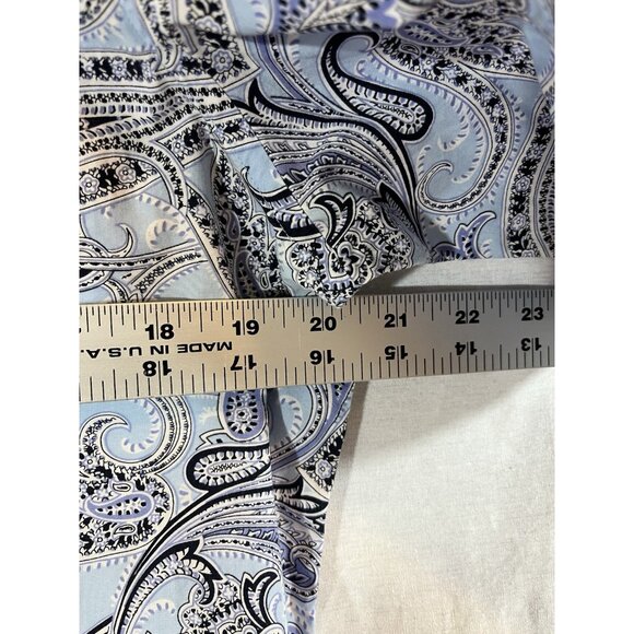 Chaps Classics Women’s Large Short Sleeve Blue Paisley Cotton Blouse - Picture 8 of 10
